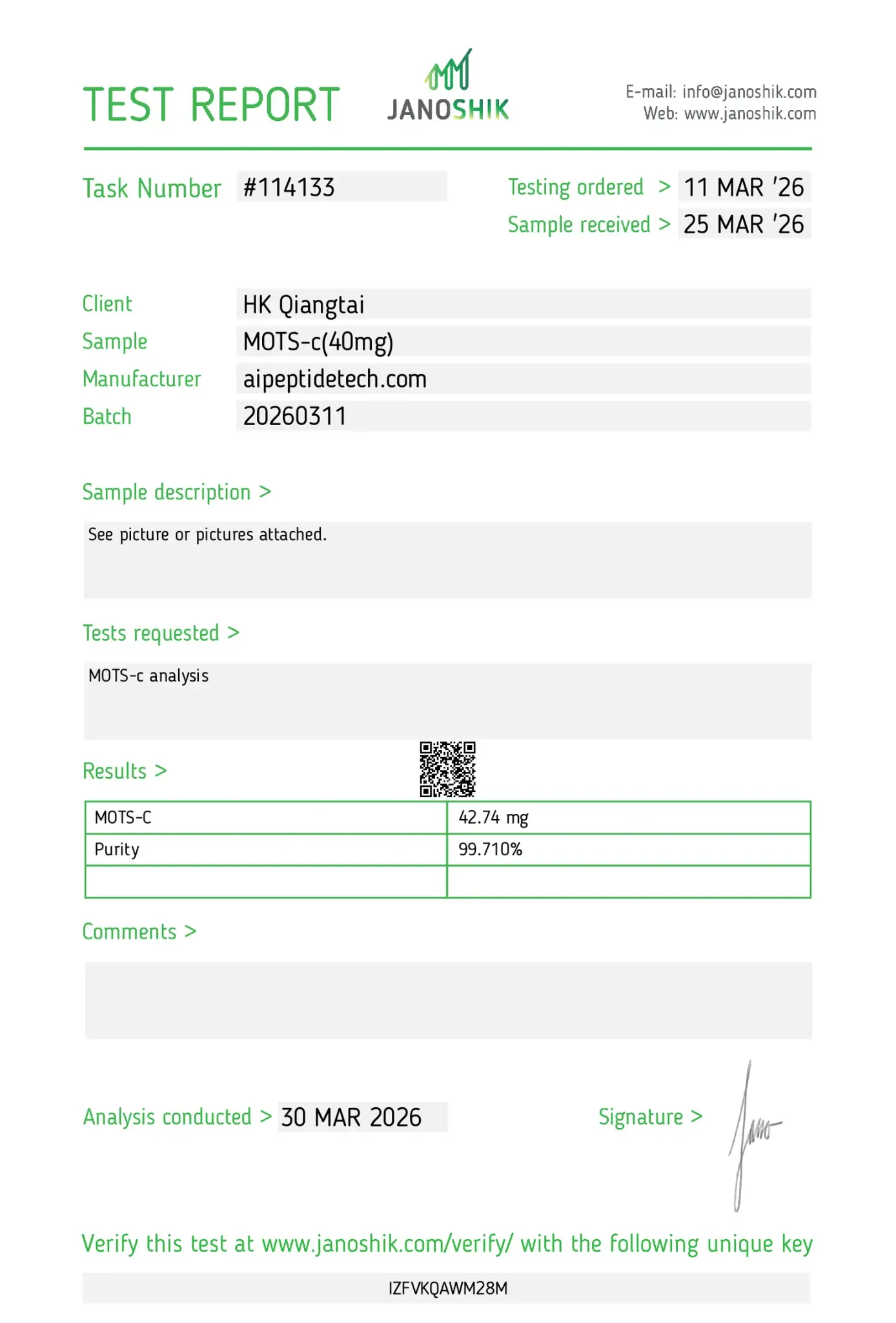 Tesamorelin 10mg COA